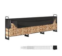 VEVOR 12.7FT Outdoor Firewood Rack with Cover, 152x14.2x46.1in, Heavy Duty Firewood Holder & 600D Oxford Waterproof Cover for Fireplace, Patio,