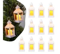 VEVOR 12 Pcs Decorative Candle Lantern, LED Electric Flameless Candle, Plastic LED Holder with Glass, Wall Hanging Indoor Porch Lanterns for Wedding Table Party Farmhouse Indoor Decor, White
