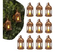 VEVOR 12 Pcs Decorative Candle Lantern, LED Electric Flameless Candle, Plastic LED Holder with Glass, Wall Hanging Indoor Porch Lanterns for Wedding Table Party Farmhouse Indoor Decor, Bronze