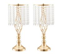 VEVOR 12PCS 49cm/19.3” Tall Crystal Wedding Flower Stand, Metal Wedding Centerpiece Vase, Gold Flower Holders Floral Display Rack for Tables Wedding Dinner Party, Ceremony Birthday Event Decor