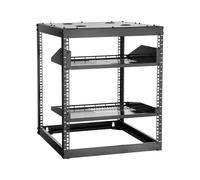 VEVOR 12U Open Frame Network Rack, 23 in Depth, Wall Mounted or Floor Standing Server Rack, Heavy Duty 4 Post, with Vented Shelves & Mounting Hardware, Holds All Your Networking IT Equipment AV Gear