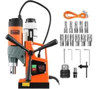 VEVOR 1300W 13000N 810RPM Magnetic Drill Press 40mm Diameter 50mm Depth 11 Drill Bits for Home Renovation Ship Building Railway Bridge