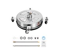 VEVOR 14" Pressure Washer Surface Cleaner, Stainless Steel Pressure Washer Attachments with 4 Wheels, 4000 Max PSI, 1/4 Quick Connector, 2 Spray Nozzles, 2 Extended Wands for Concrete, Patio, Deck