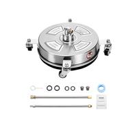 VEVOR 14" Pressure Washer Surface Cleaner, Stainless Steel Pressure Washer Attachments with 4 Wheels, 4000 Max PSI, 1/4 Quick Connector, 2 Spray Nozzles, 2 Extended Wands for Concrete, Patio, Deck