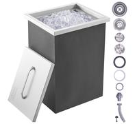 VEVOR Drop in Ice Chest, 14"L x 12"W x 18"H Stainless Steel Ice Cooler, Commercial Ice Bin with Cover, 40 qt Outdoor Kitchen Ice Bar, Drain-pipe and Drain Plug Included, for Cold Wine Beer