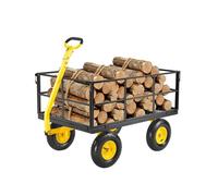 VEVOR 1400 Lbs Steel Garden Cart, Heavy Duty Pullable Garden Wagon Yard Cart, 2 in 1 Outdoor Metal Utility Wagon Yard Trailer with 13" All Terrain Tires, Mesh Removable Sides and 180°Rotating Handle