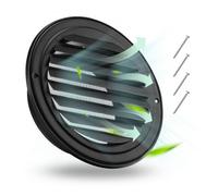 VEVOR 145 mm Wall Vent Cover, Louvered Round AC Vent Gable Cover, Premium Stainless Steel & with Built-in a Protection Screen, for House,Bathroom,Garage,Kitchen,Basement (2 Pack, Black)