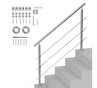 VEVOR 149.9 cm Handrails for Outdoor Steps 3 Crossbars Staircase for Porch Deck