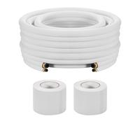 VEVOR 15.2m Mini Split Line Set, 6.4 & 9.5mm OD AC Copper Tubing Pipe, 3/8 White PE Thickened Insulated Coil with Flared Nuts, Strapping Tapes, for Mini Split Air Conditioner HVAC or Heat Pump System