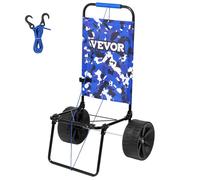 VEVOR 15.4" x 15.7" Cargo Deck, w/ 10" PE Solid Wheels, 69LBS Loading Capacity Folding Sand, Heavy Duty Cart for Picnic, Camping, Fishing, Beach, Gardening, Blue