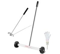 VEVOR 15-Inch Magnetic Sweeper with Wheels, 8 lbs Capacity, with Telescoping Magnetic Pickup Tool, Adjustable Handle, Magnetic Pickup Sweeper to Pick Up Nails and Screws, for Workshop, Garage, Yard