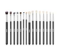 VEVOR 15-Piece Makeup Brush Set for Foundation Blending Eyeshadow, Professional Vegan Brushes with Soft Synthetic Bristles, Ergonomic Wood Handle & Aluminum Ferrule, Portable and Travel-Friendly