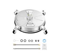 VEVOR 15" Pressure Washer Surface Cleaner, Stainless Steel Pressure Washer Attachments with 4 Wheels, 4000 Max PSI, 1/4 Quick Connector, 2 Spray Nozzles, 2 Extended Wands for Concrete, Patio, Deck
