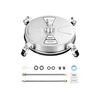 VEVOR 15" Pressure Washer Surface Cleaner, Stainless Steel Pressure Washer Attachments with 4 Wheels, 4000 Max PSI, 1/4 Quick Connector, 2 Spray Nozzles, 2 Extended Wands for Concrete, Patio, Deck