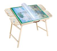 VEVOR 1500-Piece Puzzle Table with 4 Drawers Adjustable 6-Angle Tilt 34x25in Felt Surface Board at 26in Height Folding Legs & Cover Adult Jig