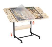 VEVOR 1500 Piece Puzzle Table with Legs, 4 Drawers and Cover, 86x63cm Portable Wooden Board with Wheels, Jigsaw Puzzle Accessories for Adults, Adjustable Height & 5-Tilting-Angle, Gift for Mom