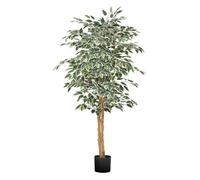 VEVOR 150cm Artificial Ficus Tree with Black Pot, Tall Faux Ficus Plant with Natural Wood Trunk and Realistic Green Leaves, Indoor Fake Silk Tree for Home, Office, Living Room, or Corner Décor