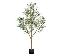 VEVOR 150cm Artificial Olive Tree with Black Pot, Tall Fake Tree with Natural Wood Trunk & Realistic Green Leaves and Fruits, Indoor Faux Plant for Home, Office, Living Room, Corner Decor