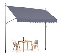 VEVOR 157 x 47" Patio Awning Retractable, Awning Sunshade Shelter with Manual Crank Handle, Outdoor Patio Canopy Sunsetter Deck, Adjustable Height from 86 to 122 in, for Patio/Balcony/Yard, Dark Gray