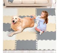 VEVOR 16 Tiles Kids Play Mat, 0.4 Inch Toddler Play Mat with EVA Foam, 12" x 12" Puzzle Play Mat with 16 sq.ft Coverage, Interlocking Toddler Mats for Play Room, Nursery, Living Room, Camel&Gray&Beige