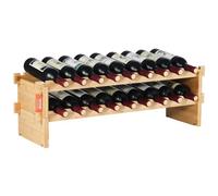 VEVOR 18 Bottle Stackable Modular Wine Rack, 2-Tier Solid Bamboo Wood Storage Racks, Floor Freestanding Wines Holder Display Shelf, Wobble-Free Shelves for Kitchen, Bar, and Cellar (Natural Color)