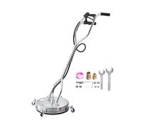 VEVOR 18" Pressure Washer Surface Cleaner, Stainless Steel with 4 Wheels | Attachments with 4 Wheels, 4000 Max PSI, 3/8 Quick Connector, 2 Spray Nozzles, Dual Handle, for Concrete, Patio and Sidewalk