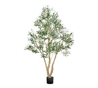 VEVOR 180cm Artificial Olive Tree with Black Pot, Tall Fake Tree with Natural Wood Trunk & Realistic Green Leaves and Fruits, Indoor Faux Plant for Home, Office, Living Room, Corner Decor
