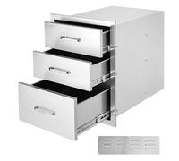 VEVOR 18x23 Inch Outdoor Kitchen Stainless Steel Triple Access BBQ Drawers with Chrome Handle, 18 x23 x 23 Inch