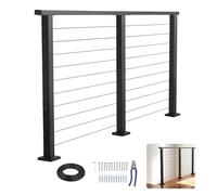 VEVOR 198 cm Complete Cable Railing Kit with Post, 89 cm Tall Matte Black Stainless Steel Handrail Cuttable for Outdoor/Indoor Steps, Level Hole Drilled Railing Posts System for Stairs,Deck,Balcony