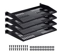 Vevor 1U Server Rack Shelf, 4 Pcs, 50 Lbs Max Load-Bearing Vented Cantilever, Wall Mount Or Rack Mount Shelf With Tray