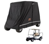 VEVOR 2+2 Passenger Golf Cart Cover, 600D Polyester Full Cover, Suitable for 2+2 Golf Carts, Waterproof, Sunproof, and Dustproof Outdoor Golf Cart Cover with Three Zipper Doors, Black