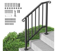 VEVOR 2-3 Step Handrails for Outdoor for Seniors Porch Deck Black Retro Arch