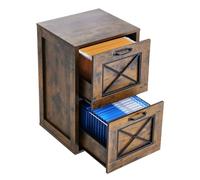 VEVOR 2 Drawer File Cabinet, Vertical Filing Storage Cabinets for Home Office, Heavy-Duty Cabinet with 2-Level Adjustable Hanging Rod, for A4/Letter/Legal Size File, Easy to Assemble (Honey Brown)