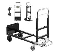 VEVOR 2 in 1 Folding Hand Truck, 500 lbs Load Capacity for 4-Wheel Mode, Convertible Hand Truck Dolly with Wheels & Adjustable Handle, Portable Trolley Dolly for Moving Home, Office, Warehouse