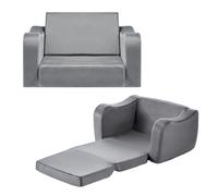 VEVOR 2-in-1 Kids Sofa, Foldable Toddler Soft Couch with Armrests, Made of 28D Sponge & Short Pile, Convertible Toddler Chair to Lounger, Kid Couch Fold Out for Fun Playtime or Comfy Lounging, M, Gray