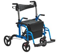 VEVOR 2 in 1 Rollator Walker & Transport Chair for Seniors, Folding Rolling Walker Wheelchair Combo & Footrests, Lightweight Aluminum Mobility Walker