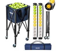VEVOR 2-in-1 Tennis&Pickleball Hopper, Pickup Tube, Foldable Pickleball | Basket Cart with Wheels, Holds 150 Tennis Balls or 260 Pickleballs, Portable Pickleball Caddy Holder, for Training