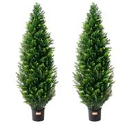 VEVOR 2 Pack 4' Artificial Cedar Topiary Tree Faux Plant UV Decor In/Outdoor