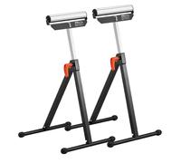 VEVOR 2-Pack Roller Stands, 135 lb Load Capacity, 26.8-42.5'' Adjustable Height, Folding Heavy Duty Design with 11.5 in Polished Steel Roller Head, for Table Saw Outfeed Woodworking Extension Support