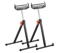 VEVOR 2-Pack Roller Stands, 250 lbs Load Capacity, 27-43 in Adjustable Height, Folding Heavy Duty with Polished Steel Roller Head & Edge Guides, for Table Saw Outfeed Woodworking Extension Support
