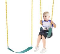 VEVOR 2-Pack Swing Seats, with 66 Inch Coated Chains and Snap Hooks, Support 300 lbs Swings Replacement for Outdoor Swing Set, Swing Set Accessories for Kids, for Outdoor and Indoor Use, Green
