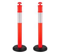 VEVOR 2 Pack Traffic Delineator Posts, 1140 mm Traffic Safety Cones with Fillable Base and Reflective Strips, Heavy Duty Delineator Posts for Construction Site, Parking Lot, Crowd Control, Red