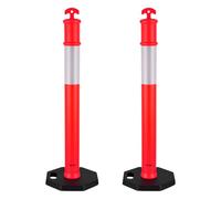 VEVOR 2 Pack Traffic Delineator Posts, 1140 mm Traffic Safety Cones with Weighted Base and Reflective Strips, Heavy Duty Delineator Posts for Construction Site, Parking Lot, Crowd Control, Red