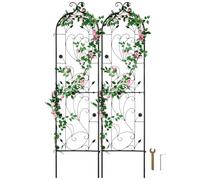 VEVOR 2 Packs Rustproof Metal Garden Flower Trellis, Outdoor Climbing Rose & Cucumber Support, Decorative Clematis Trellis for Courtyards & Lawns, 60 x 15 in, Black, Rectangular, Transitional Style