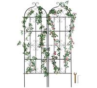 VEVOR 2 Packs Rustproof Metal Garden Flower Trellis, Outdoor Climbing Rose & Cucumber Support, Decorative Clematis Trellis for Courtyards & Lawns, 71 x 20 in, Black, Semicircular