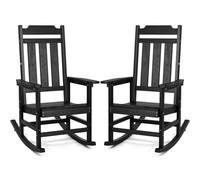 VEVOR 2 Pcs Porch Rocker, HIPS Outdoor Rocking Chair, High Back Patio Rocking Chair with Smooth Armrests, Supports up to 400 lbs, for Garden, Balcony, Porch, Black