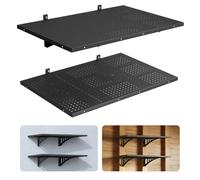VEVOR 2-Tier Heavy Duty Wall Garage Shelving, 610 x 914 mm Steel Wall | Mounted Shelving Unit, 610x914 mm Per Shelf Floating Storage Metal Rack for Garage with 254 kg Total Weight Capacity, Black