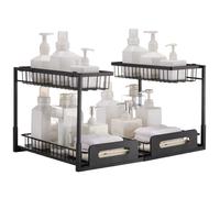 VEVOR 2 Tier Pull Out Cabinet Organizer(10.7" W x 14.2" D), Under Sink Organizer and Storage, Slide Out Drawer, Wire Basket Sliding Shelf, 25.5"