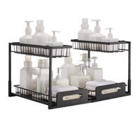 VEVOR 2 Tier Pull Out Cabinet Organizer(10.7"W x 14.2"D ), Under Sink Organizer and Storage, Slide Out Drawer Cabinet Organizer, Wire Basket Shelf, 25