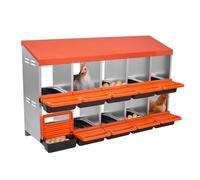 VEVOR 2 Tiers Chicken Nesting Boxes, 10 Compartments, Metal Egg Laying Boxes with Protective Collection Lids, Roll Out Nesting Box, Easy to Assemble,